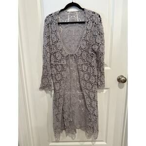 Boho Crochet Do Everything In Love Duster Festival Cover Up O/S Open Cardigan